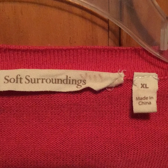 Soft Surroundings sweater cardigan XL coral color with beautiful embroidery - Picture 2 of 6